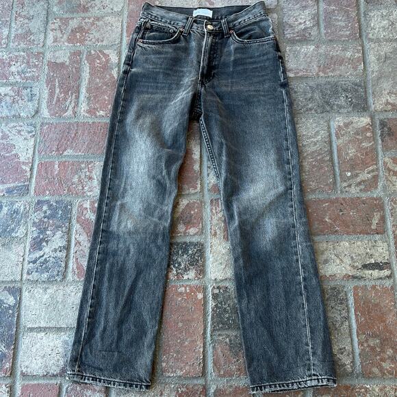 Zara Black Wash Straight Leg Jeans Size 4 High Rise - Picture 1 of 3